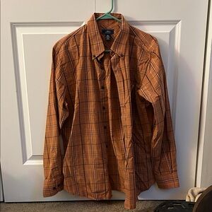 Dockers Men's Casual Button Down Shirt - Orange Plaid
